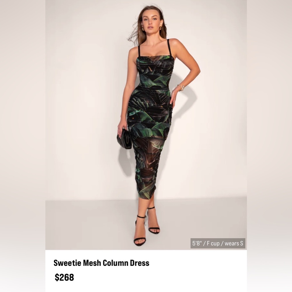 Sweetie Mesh Column Dress - black Lily Print